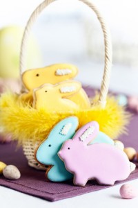 Easter bunny cookies in a basket
